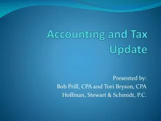 Accounting and Tax Update