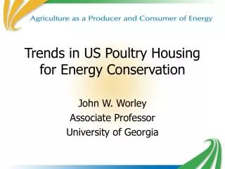 Trends in US Poultry Housing for Energy Conservation