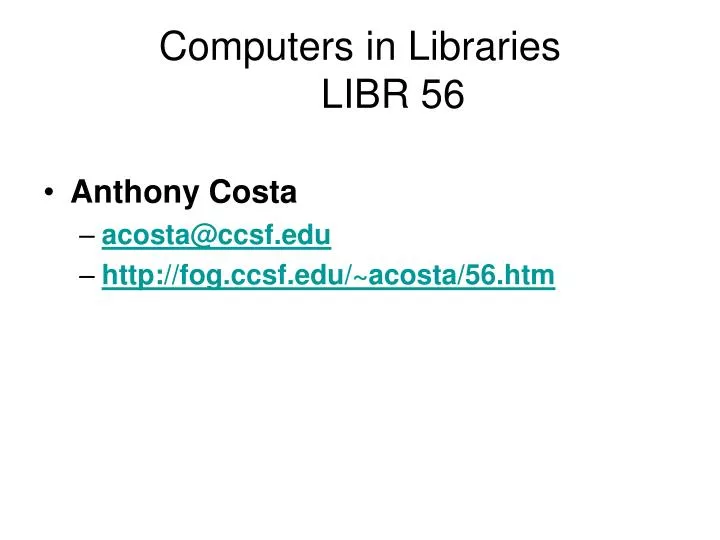 computers in libraries libr 56