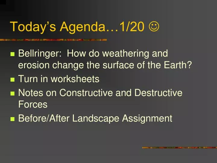 today s agenda 1 20