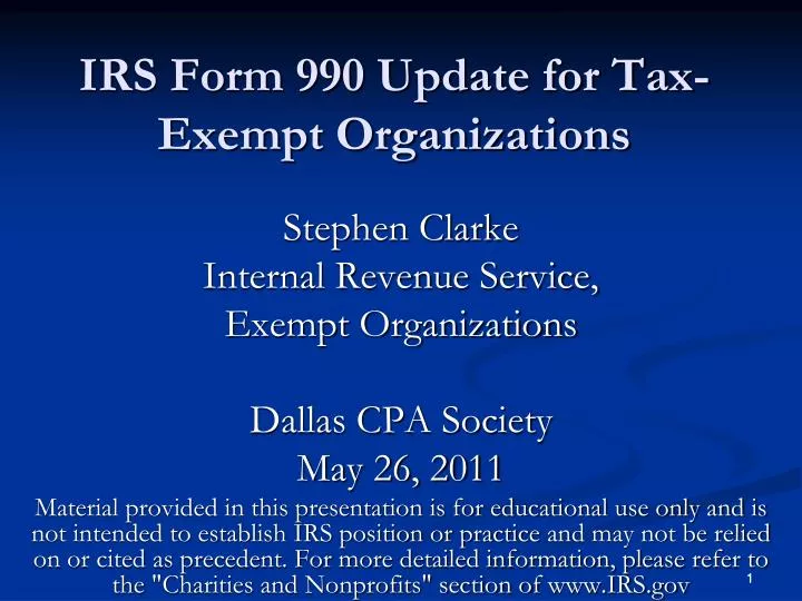 irs form 990 update for tax exempt organizations