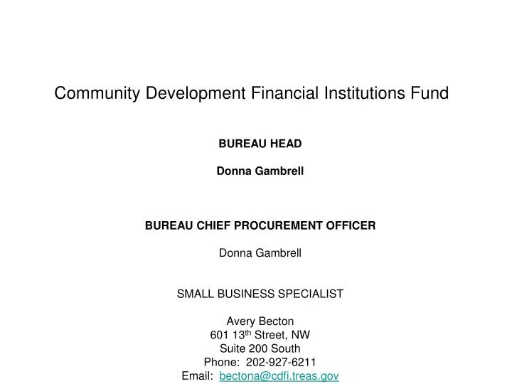 community development financial institutions fund