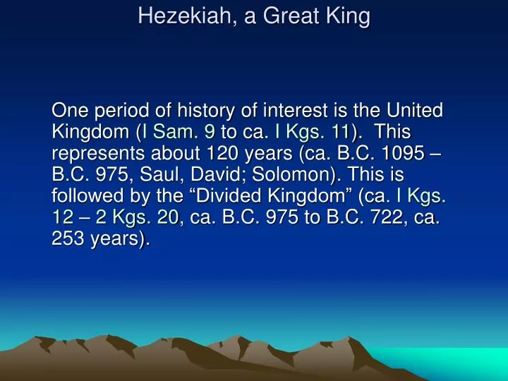 hezekiah a great king