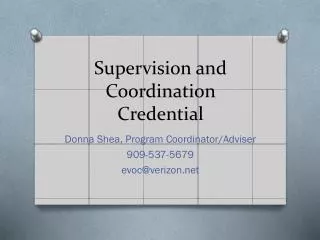 Supervision and Coordination Credential