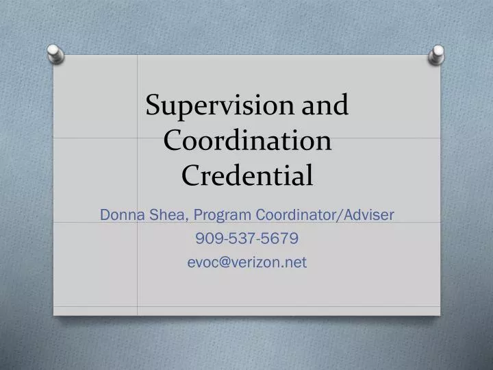 supervision and coordination credential