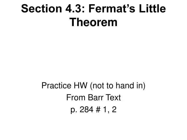 section 4 3 fermat s little theorem