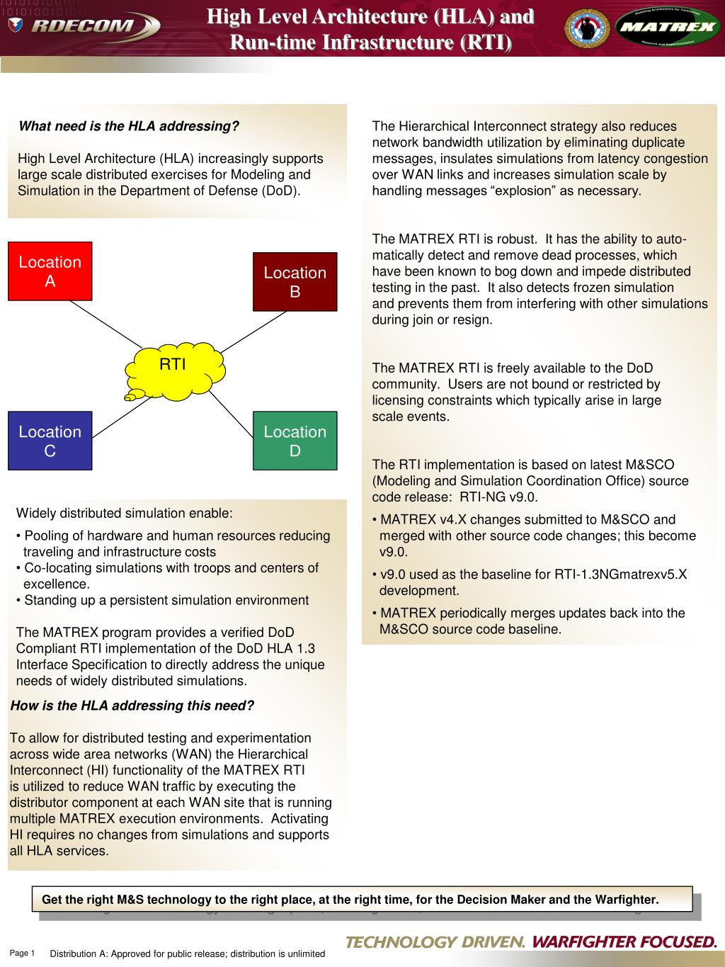 PPT - High Level Architecture (HLA) and Run-time Infrastructure (RTI ...