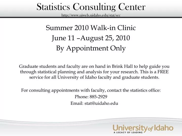 statistics consulting center http www uiweb uidaho edu stat scc