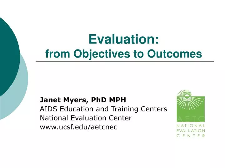 evaluation from objectives to outcomes