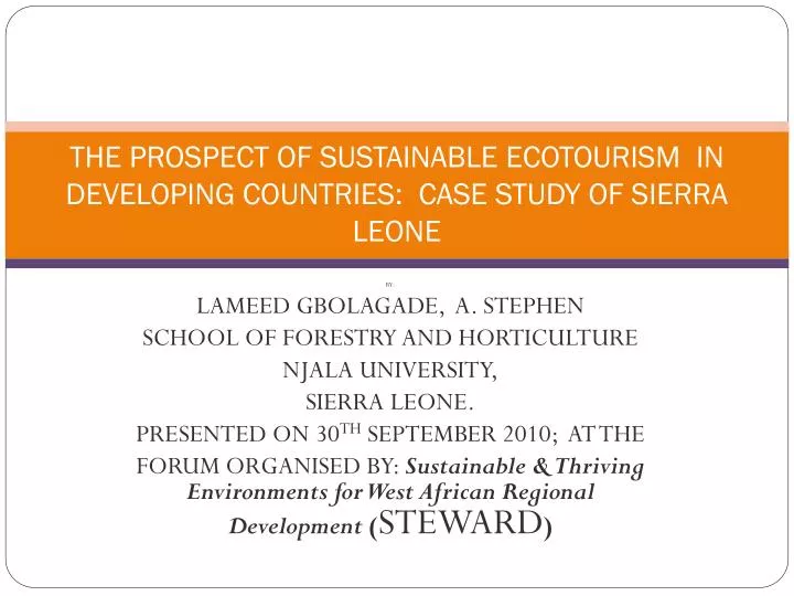 the prospect of sustainable ecotourism in developing countries case study of sierra leone