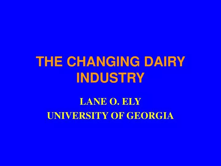 the changing dairy industry