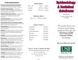 Epidemiology &amp; Statistical