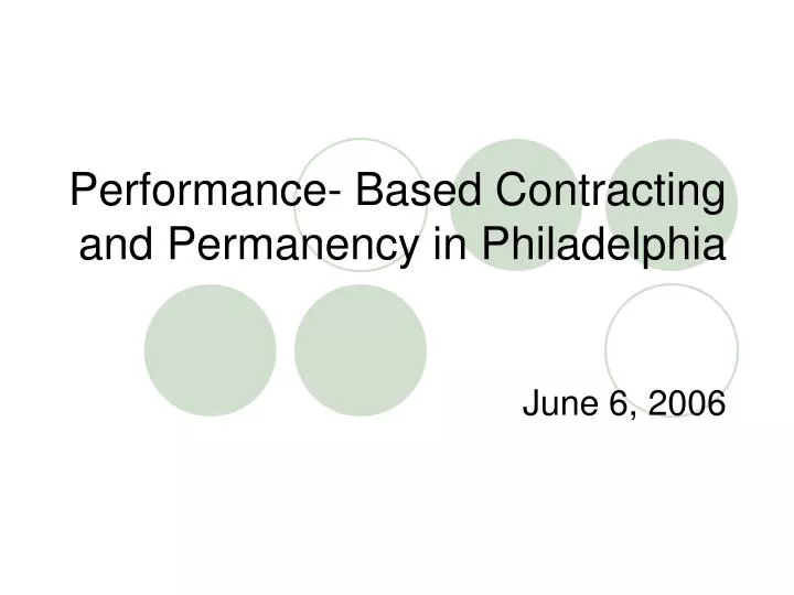 performance based contracting and permanency in philadelphia