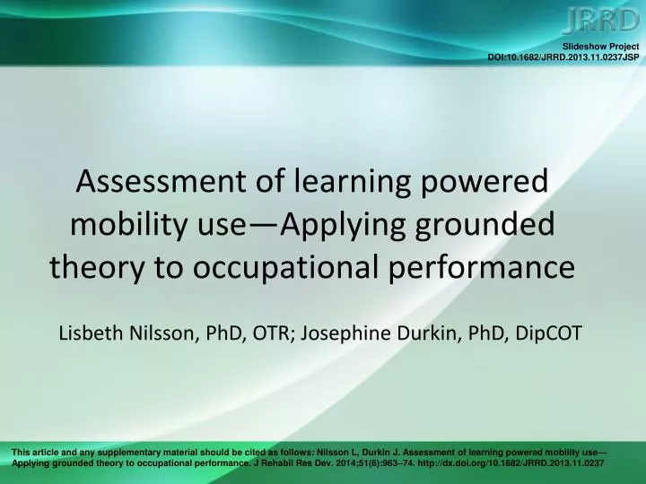 assessment of learning powered mobility use applying grounded theory to occupational performance