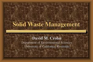 Solid Waste Management