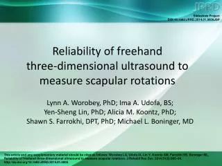Reliability of freehand three-dimensional ultrasound to measure scapular rotations