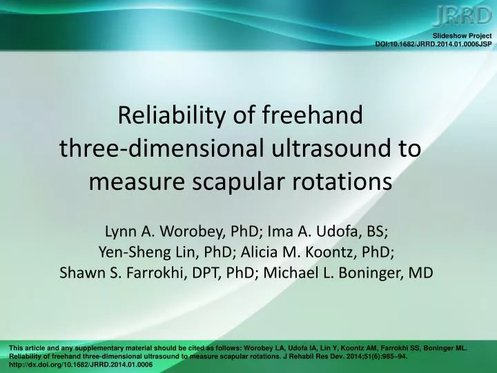 reliability of freehand three dimensional ultrasound to measure scapular rotations