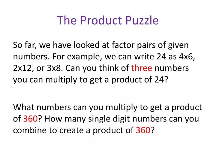 the product puzzle