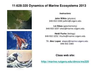 11:628:320 Dynamics of Marine Ecosystems 2013