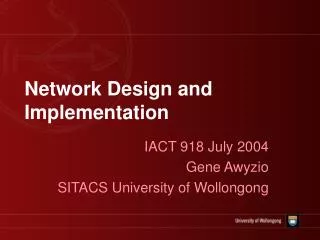 Network Design and Implementation