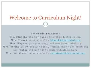 Welcome to Curriculum Night!