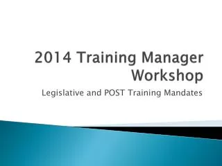 2014 Training Manager Workshop