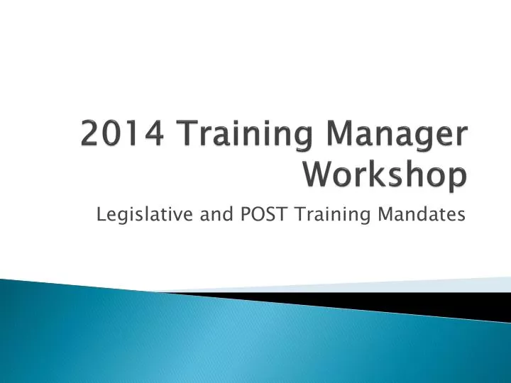 2014 training manager workshop