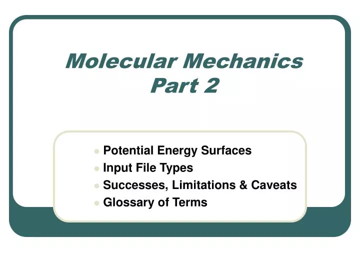 molecular mechanics part 2