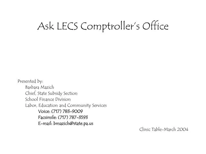 ask lecs comptroller s office