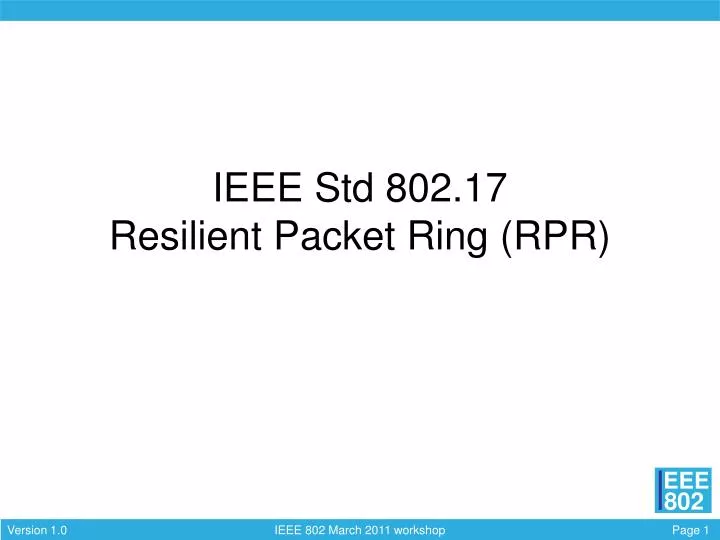 ieee std 802 17 resilient packet ring rpr