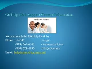 G6 Help Desk Support Contact Information