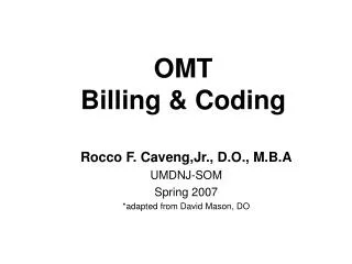 OMT Billing &amp; Coding