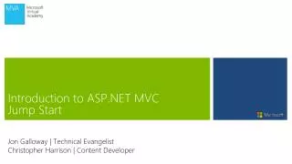 Introduction to ASP.NET MVC Jump Start