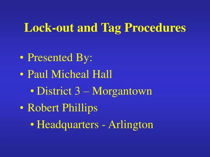 lock out and tag procedures