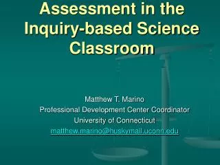 Assessment in the Inquiry-based Science Classroom