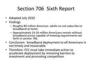 Section 706 Sixth Report