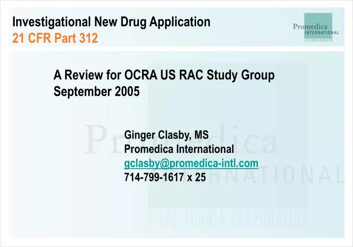 investigational new drug application 21 cfr part 312