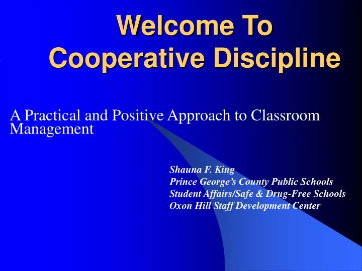welcome to cooperative discipline