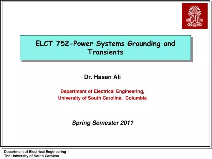 elct 752 power systems grounding and transients