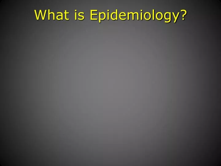 what is epidemiology