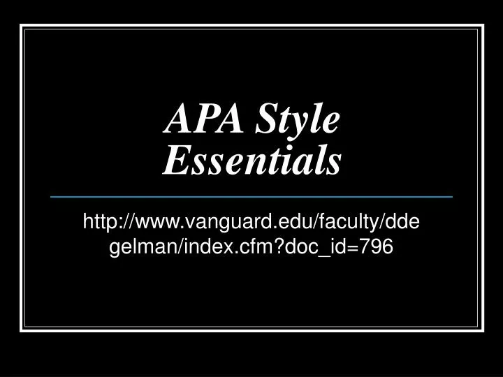 apa style essentials