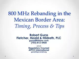 800 MHz Rebanding in the Mexican Border Area: Timing, Process &amp; Tips