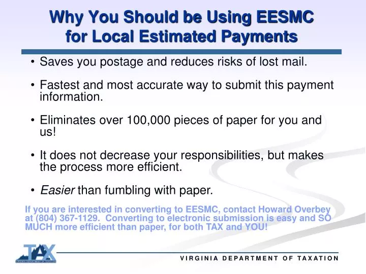 why you should be using eesmc for local estimated payments