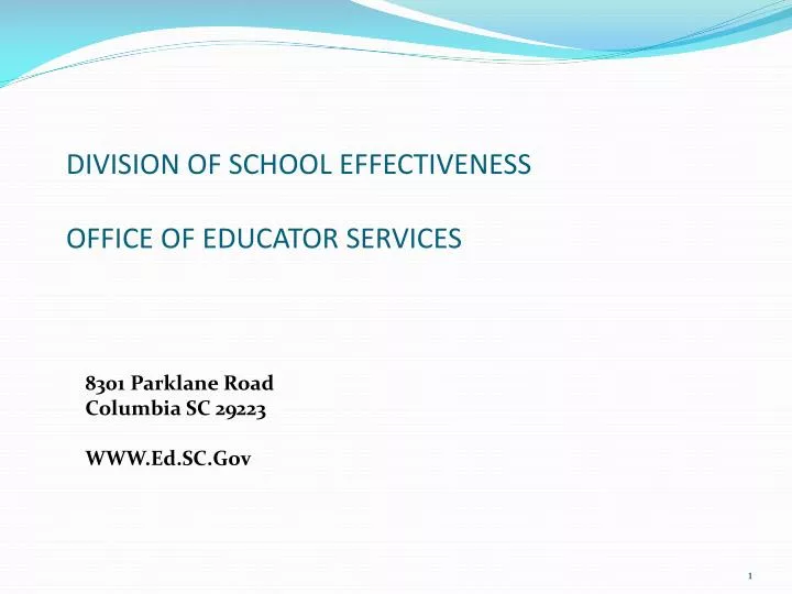 division of school effectiveness office of educator services