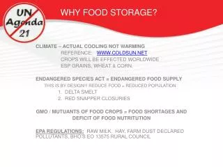 WHY FOOD STORAGE?