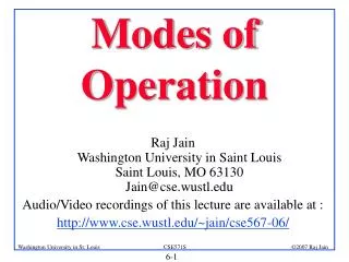 Modes of Operation