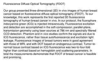 Fluorescence Diffuse Optical Tomography (FDOT)