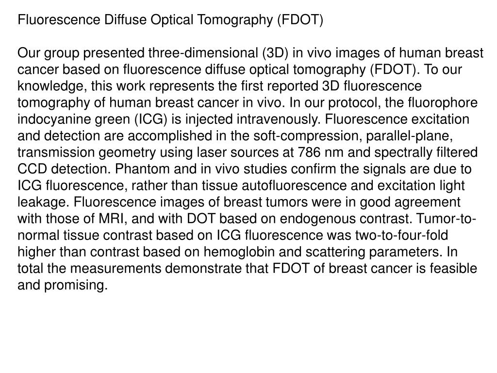 PPT - Fluorescence Diffuse Optical Tomography (FDOT) PowerPoint ...