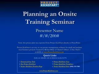 Planning an Onsite Training Seminar