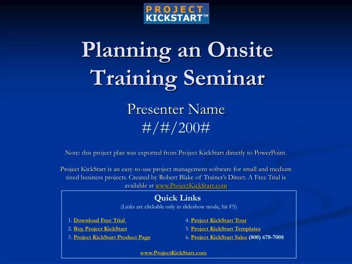 planning an onsite training seminar